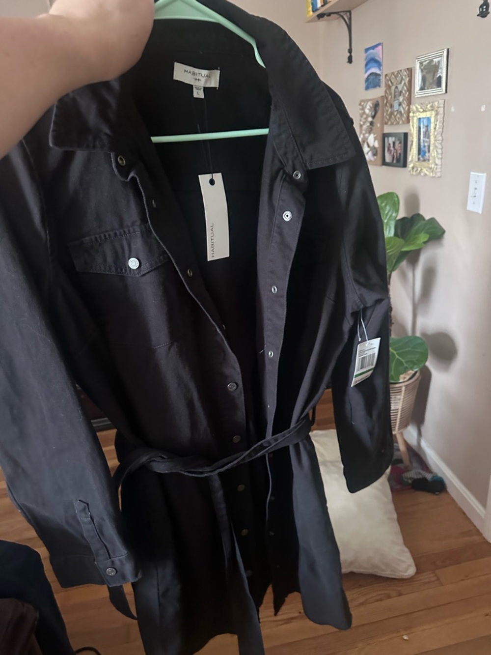 Habitual Black Belted Shirt Trench